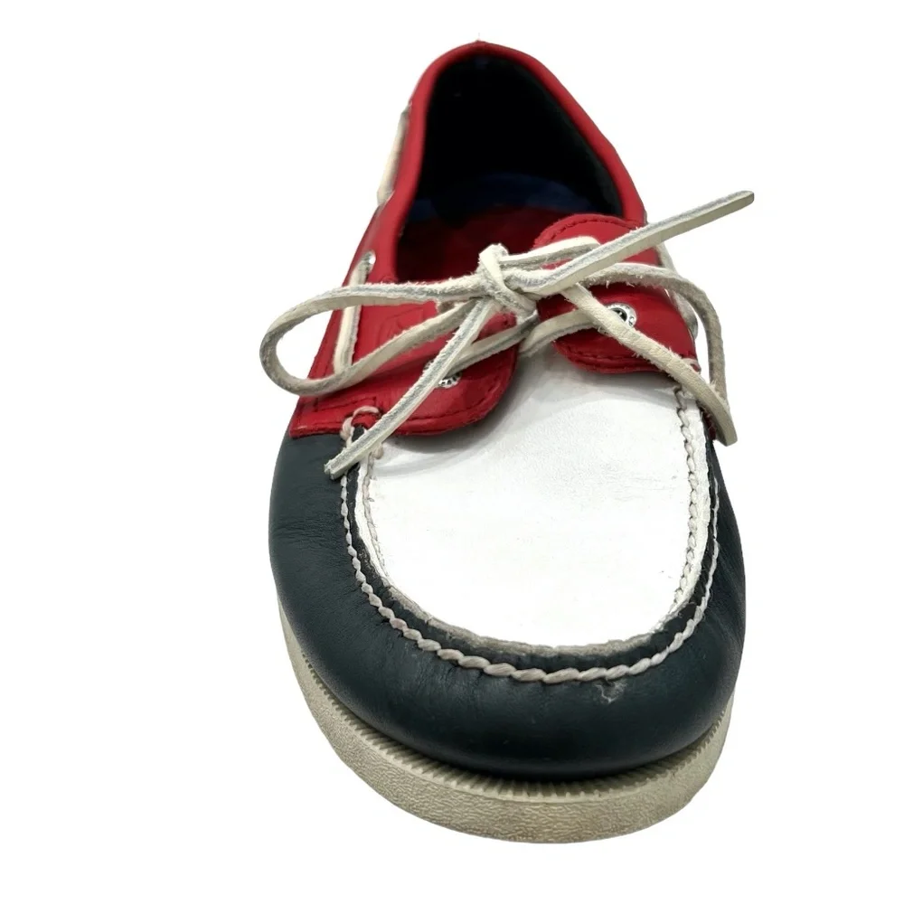 SPERRY TOP-SIDER 2-EYE BOAT SHOES IN RED, WHITE & BLUE